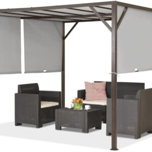 Garden Point Metalowa Pergola Tarasowa Santorini 3x3m Brązowo-Szara