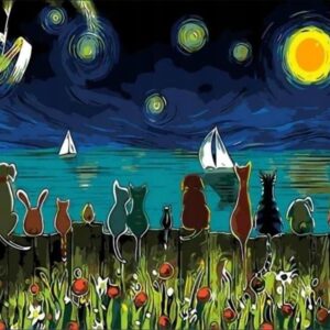 Obraz Malowanie Po Numerach Rama Pies Kot Koty 50x