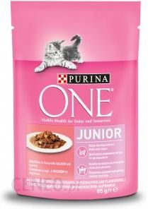 Purina One Junior Mini Fileciki W Sosie Z Łososiem I Marchewką 85G