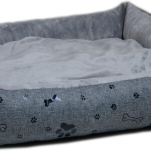 Vik Legowisko Prostokątne Lux Z Poduchą Nr 1 50X40X11 Popielate Łapki Minky 4884 (12549)